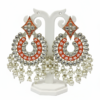 Kundan Chandbali in orange with Pearl Drops