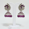 Purple Kundan Jhumka Earrings